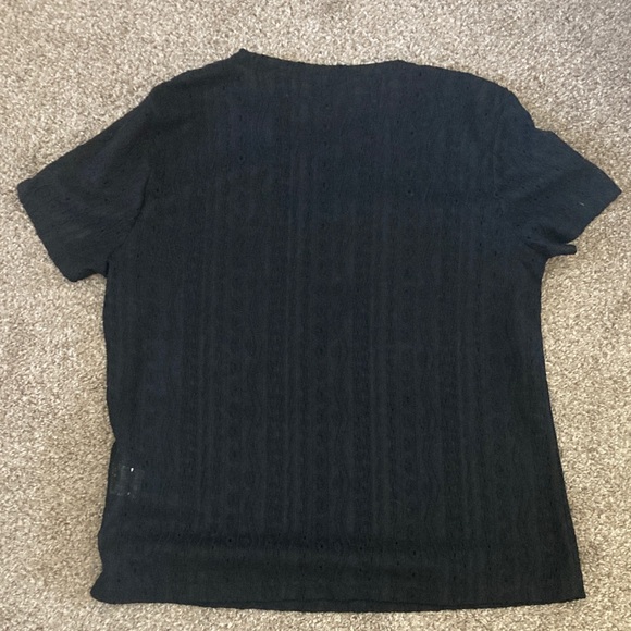 SHEIN Black Short Sleeve Women's lacy Tee NWOT - Picture 4 of 5